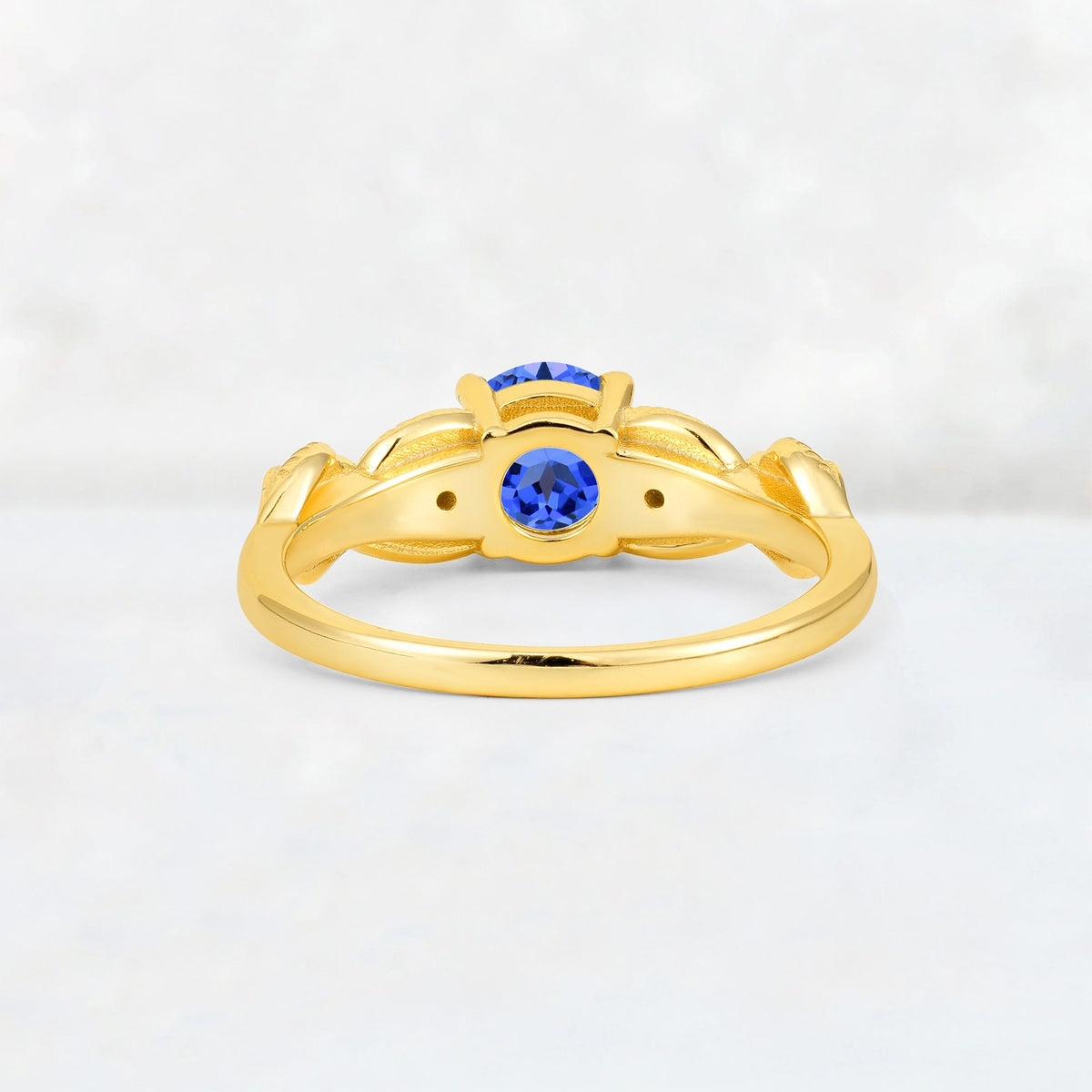 Round Cut Sapphire Leaf Vine Twist Engagement Ring - Additional view