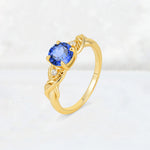 Round Cut Sapphire Leaf Vine Twist Engagement Ring - Additional view