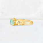 Round Cut Fire Opal Leaf Vine Twist Engagement Ring - Additional view