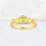 Round Cut Fire Opal Leaf Vine Twist Engagement Ring - Additional view