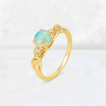Round Cut Fire Opal Leaf Vine Twist Engagement Ring - Additional view