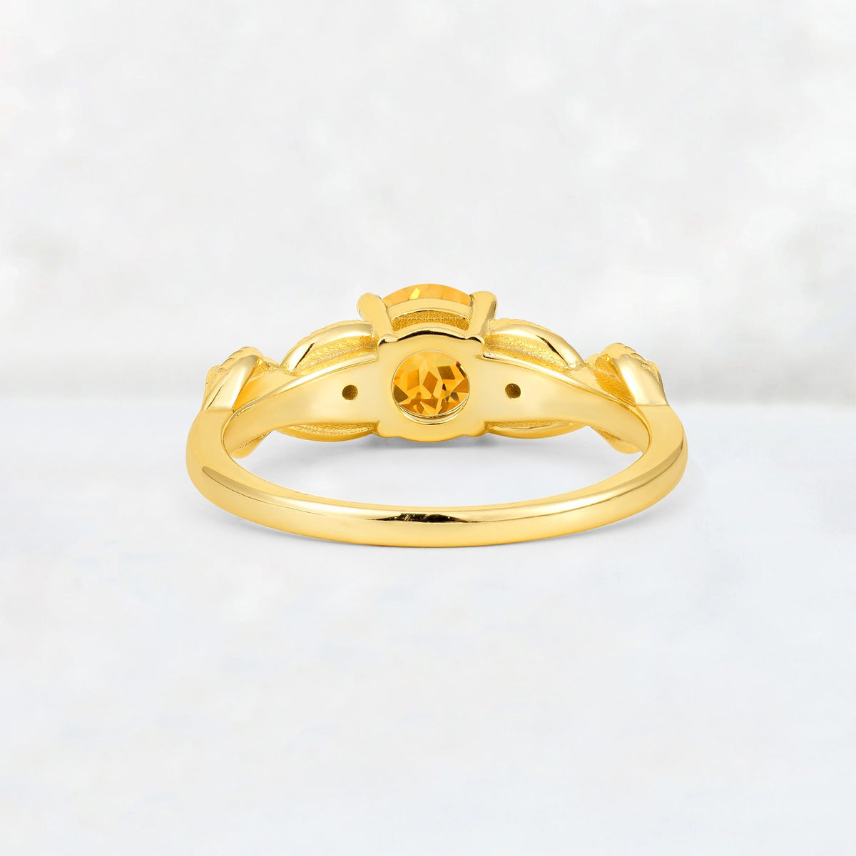 Round Cut Citrine Leaf Vine Twist Engagement Ring - Additional view