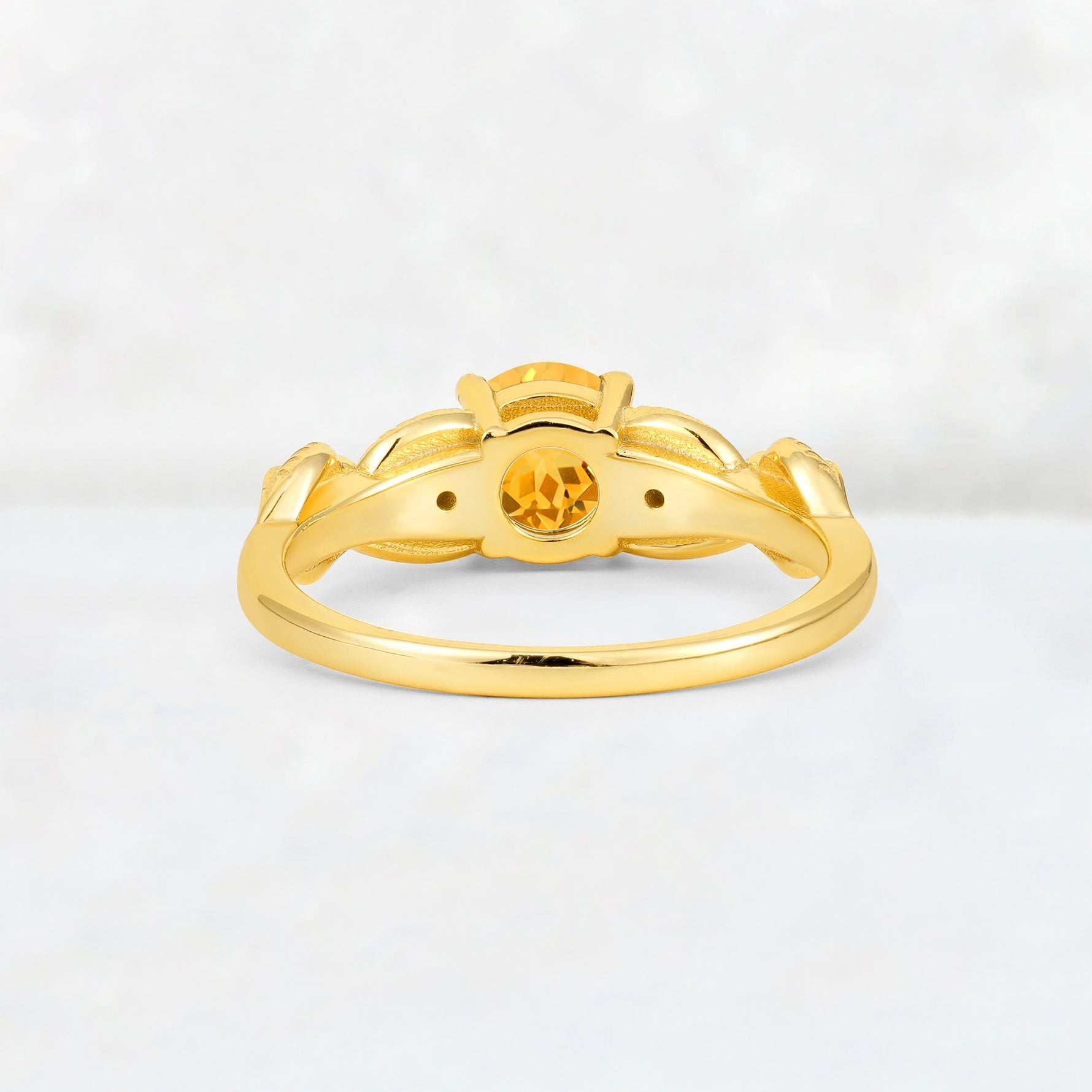 Round Cut Citrine Leaf Vine Twist Engagement Ring - Additional view
