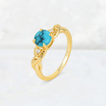 Round Cut Turquoise Leaf Vine Twist Engagement Ring - Additional view