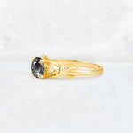 Round Cut Black Rutilated Quartz Leaf Vine Twist Engagement Ring - Additional view