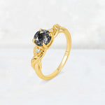 Round Cut Black Rutilated Quartz Leaf Vine Twist Engagement Ring - Additional view
