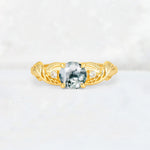 Round Cut Moss Agate Leaf Vine Twist Engagement Ring - Additional view