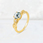 Round Cut Moss Agate Leaf Vine Twist Engagement Ring - Additional view