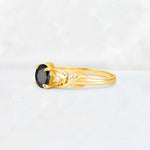 Round Cut Black Onyx Leaf Vine Twist Engagement Ring - Additional view