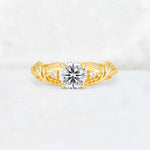 Round Cut Lab Diamond Leaf Vine Twist Engagement Ring - Additional view