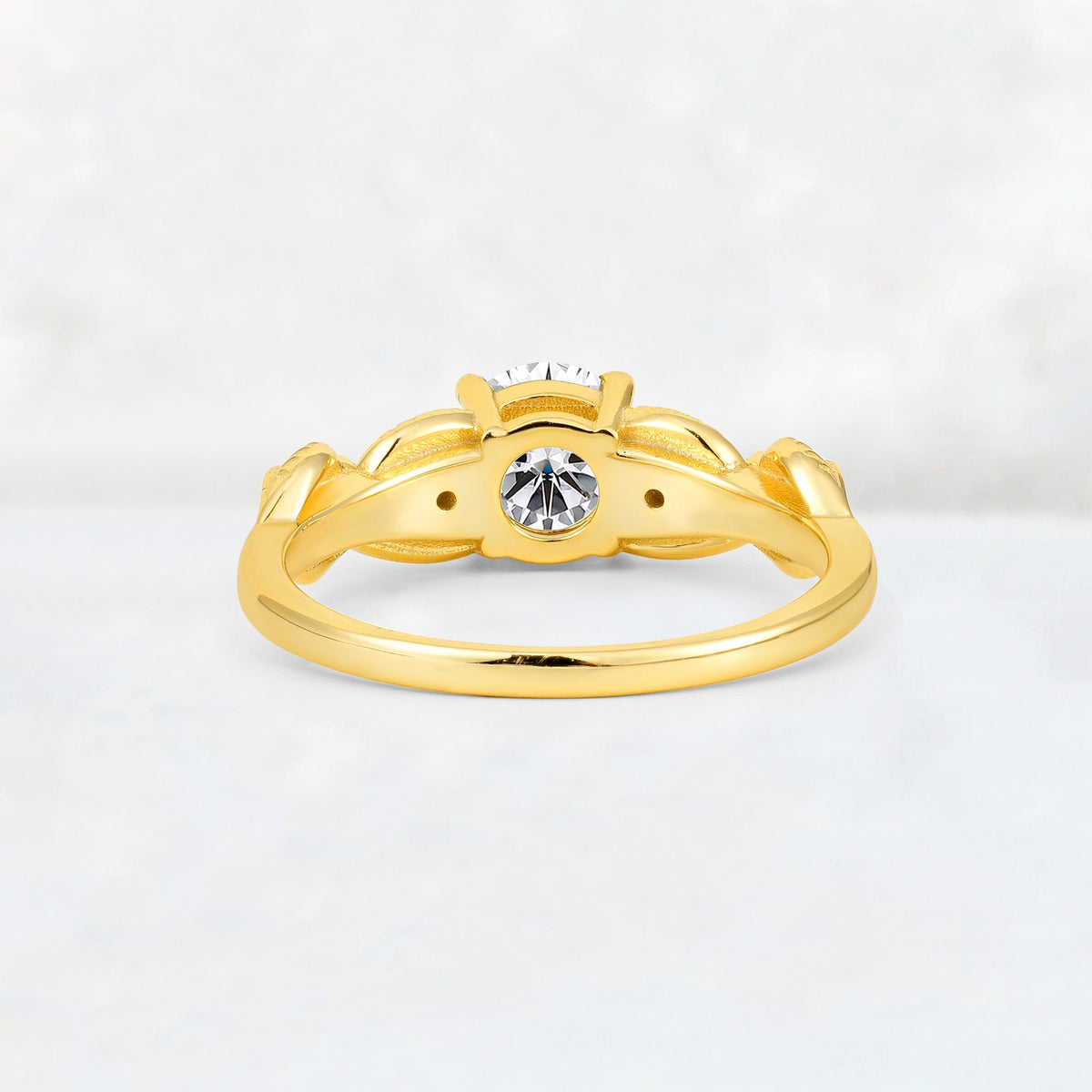 Round Cut Lab Diamond Leaf Vine Twist Engagement Ring - Additional view