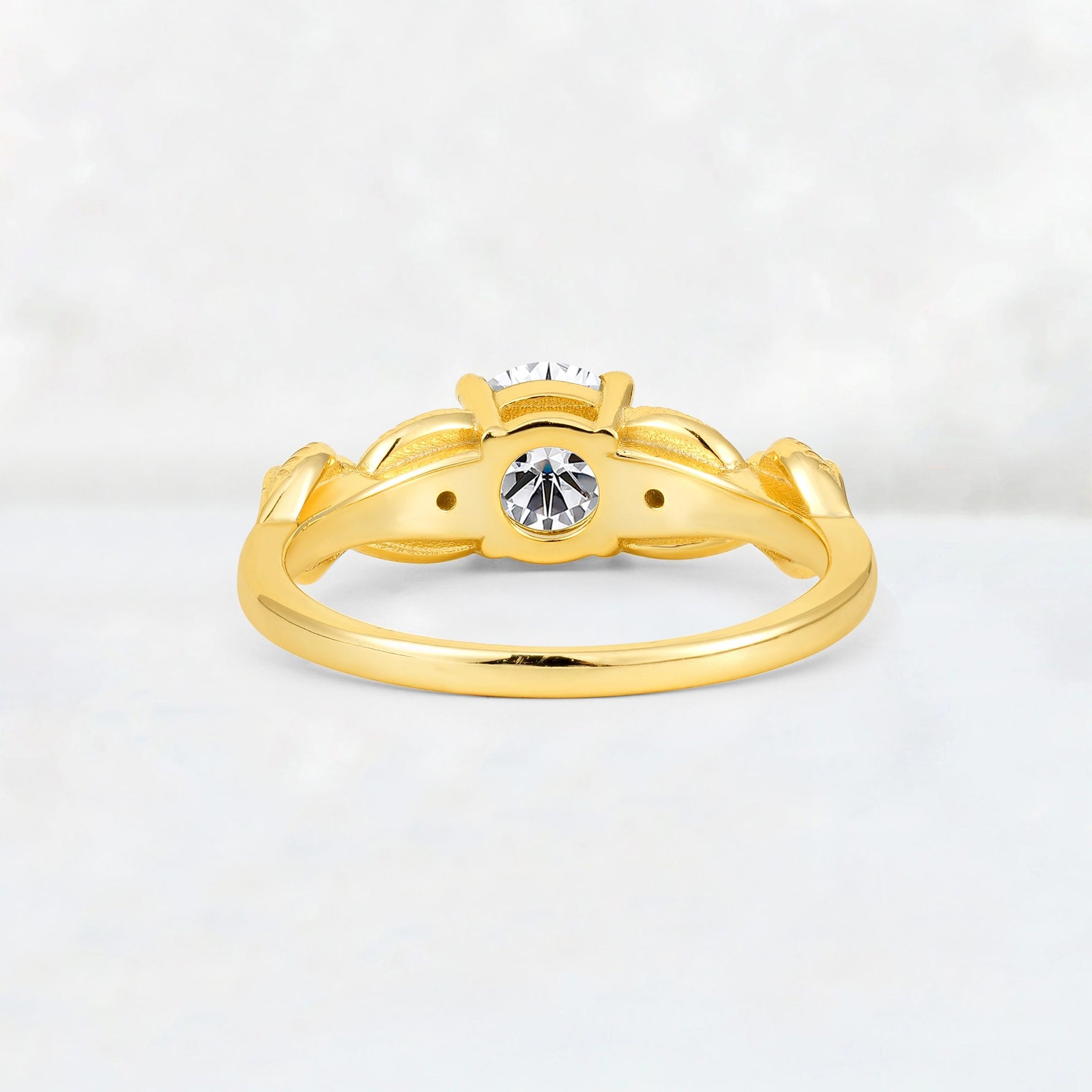 Round Cut Lab Diamond Leaf Vine Twist Engagement Ring - Additional view