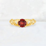 Round Cut Garnet Leaf Vine Twist Engagement Ring - Additional view