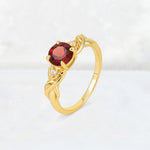 Round Cut Garnet Leaf Vine Twist Engagement Ring - Additional view