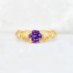 Round Cut Amethyst Leaf Vine Twist Engagement Ring - Additional view
