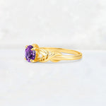 Round Cut Amethyst Leaf Vine Twist Engagement Ring - Additional view