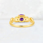 Round Cut Amethyst Leaf Vine Twist Engagement Ring - Additional view