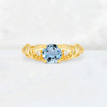 Round Cut Aquamarine Leaf Vine Twist Engagement Ring - Additional view