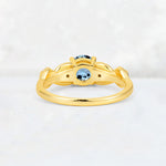 Round Cut Aquamarine Leaf Vine Twist Engagement Ring - Additional view