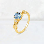 Round Cut Aquamarine Leaf Vine Twist Engagement Ring - Additional view