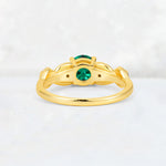 Round Cut Emerald Leaf Vine Twist Engagement Ring - Additional view