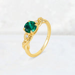 Round Cut Emerald Leaf Vine Twist Engagement Ring - Additional view