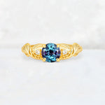 Round Cut Alexandrite Leaf Vine Twist Engagement Ring - Additional view