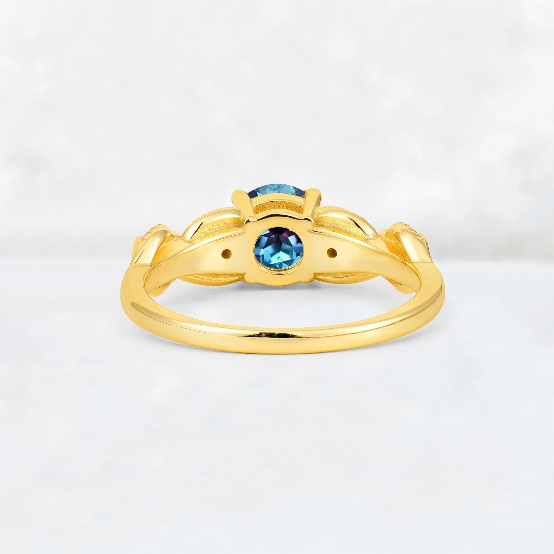 Round Cut Alexandrite Leaf Vine Twist Engagement Ring - Additional view
