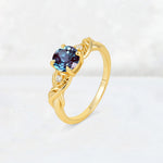 Round Cut Alexandrite Leaf Vine Twist Engagement Ring - Additional view