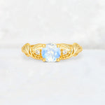Round Cut Moonstone Leaf Vine Twist Engagement Ring - Additional view