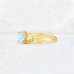 Round Cut Moonstone Leaf Vine Twist Engagement Ring - Additional view