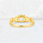 Round Cut Moonstone Leaf Vine Twist Engagement Ring - Additional view
