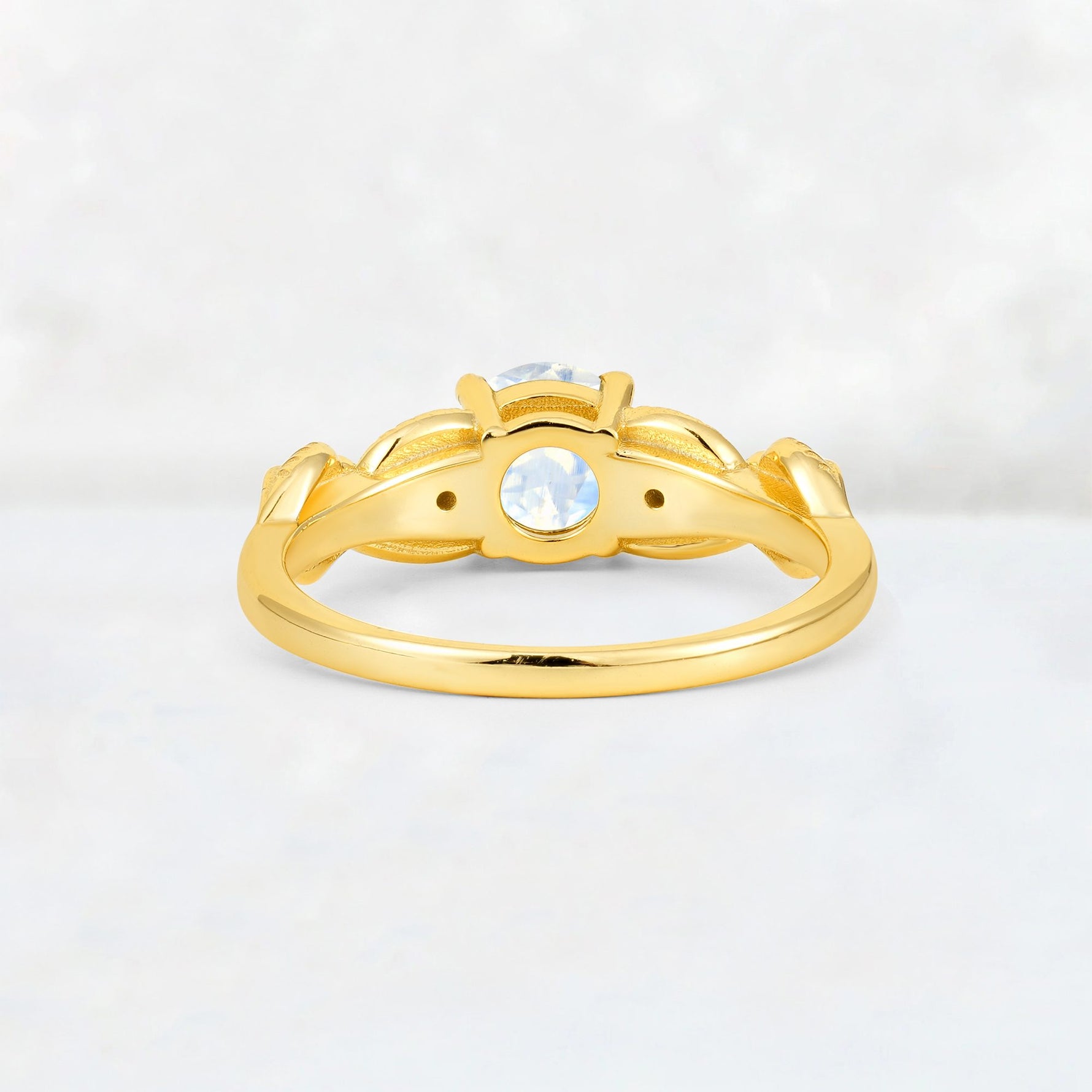 Round Cut Moonstone Leaf Vine Twist Engagement Ring - Additional view