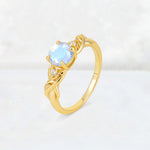 Round Cut Moonstone Leaf Vine Twist Engagement Ring - Additional view