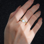Round Cut Moonstone Leaf Vine Twist Engagement Ring - Additional view