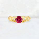 Round Cut Ruby Leaf Vine Twist Engagement Ring - Additional view