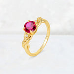 Round Cut Ruby Leaf Vine Twist Engagement Ring - Additional view