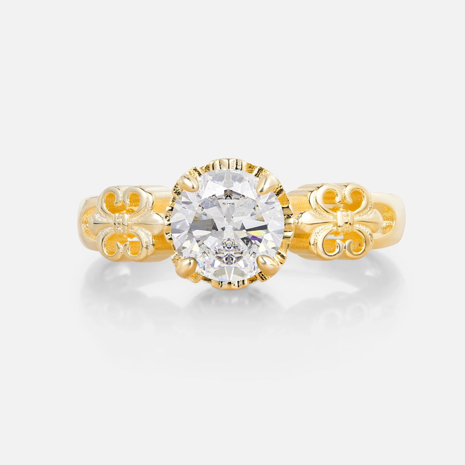 Vintage Round-Cut Moissanite Engagement Ring