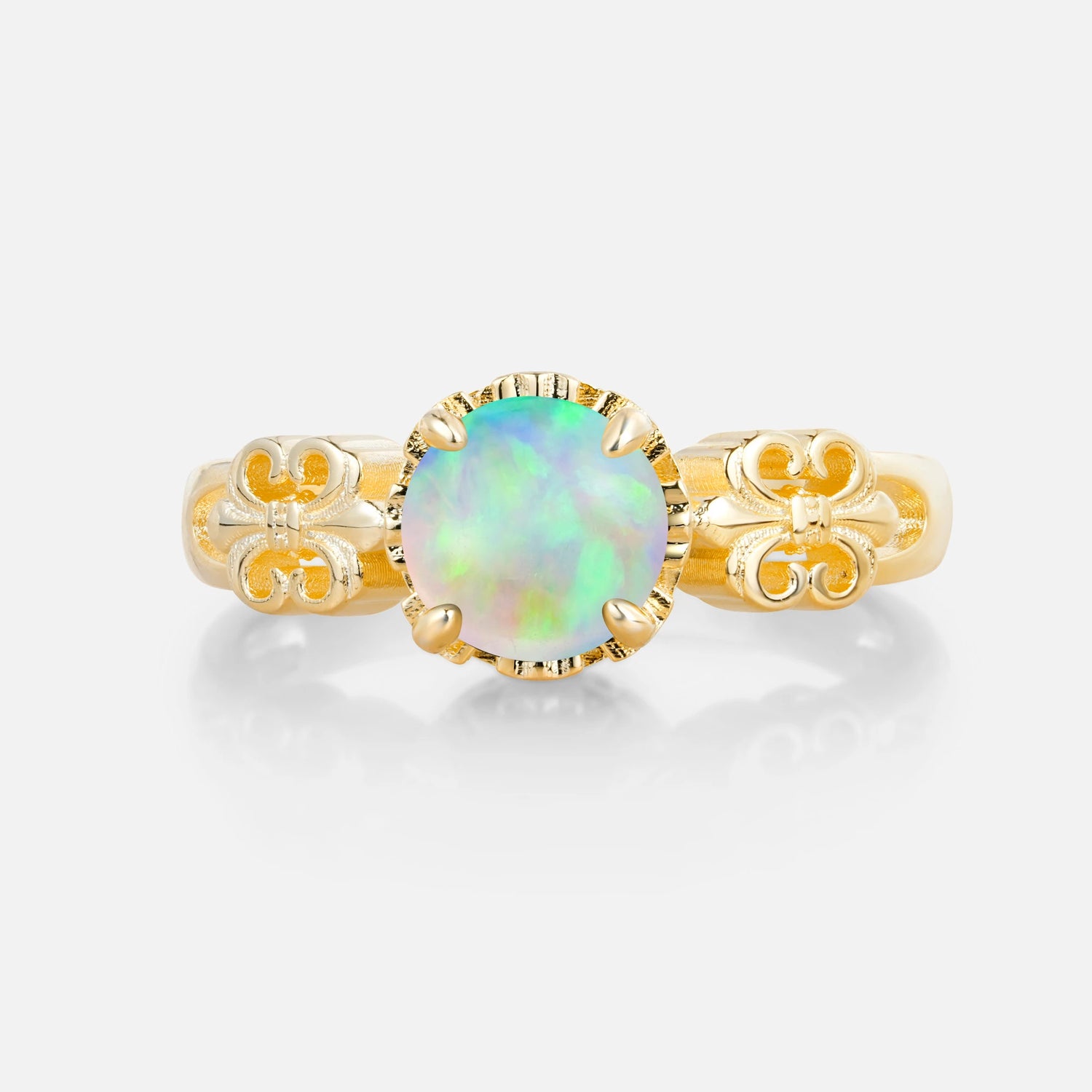 Vintage Round-Cut Opal Engagement Ring
