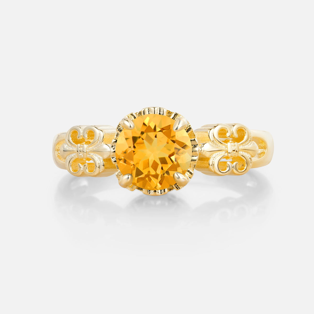 Vintage Round-Cut Citrine Engagement Ring