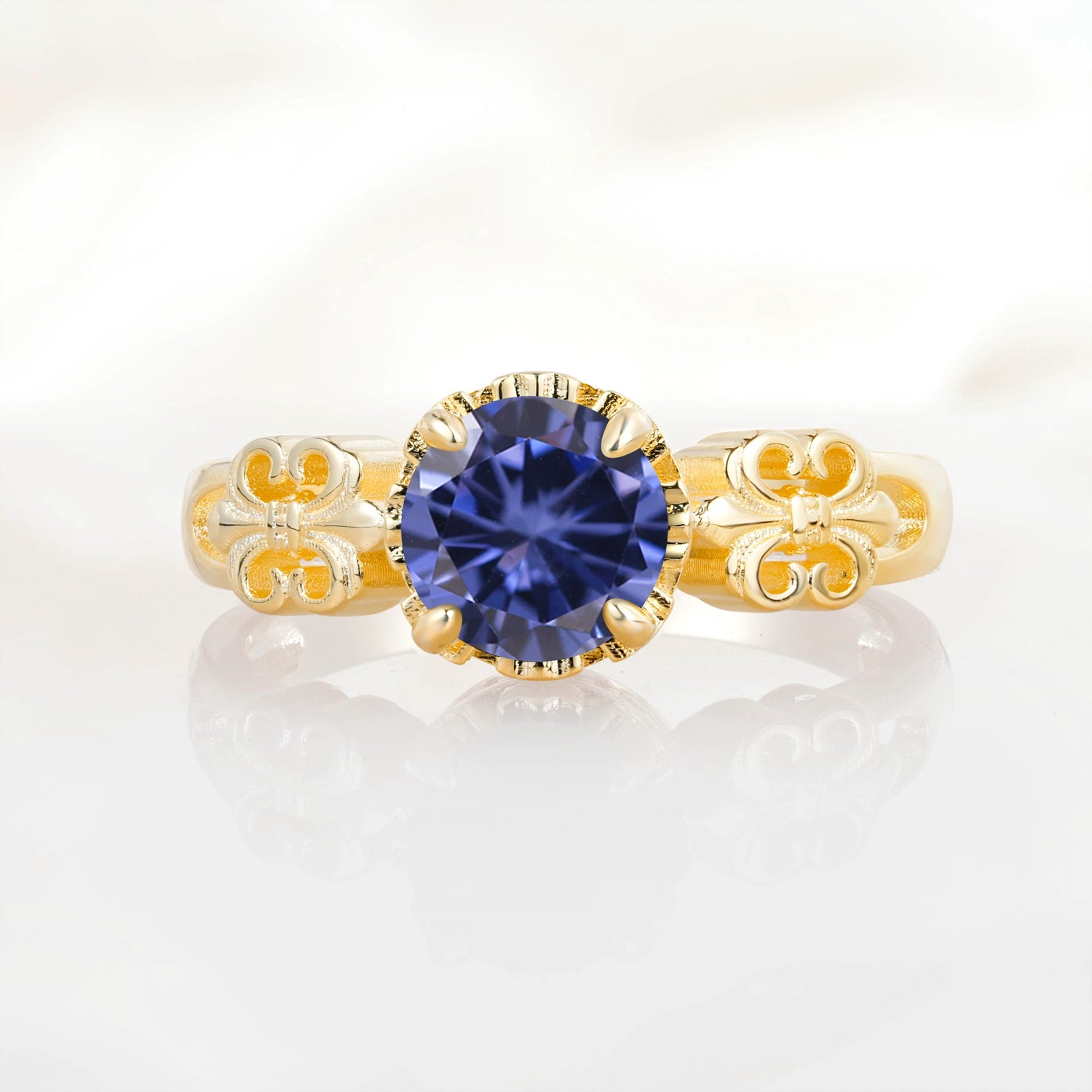 Vintage Round-Cut Tanzanite Engagement Ring