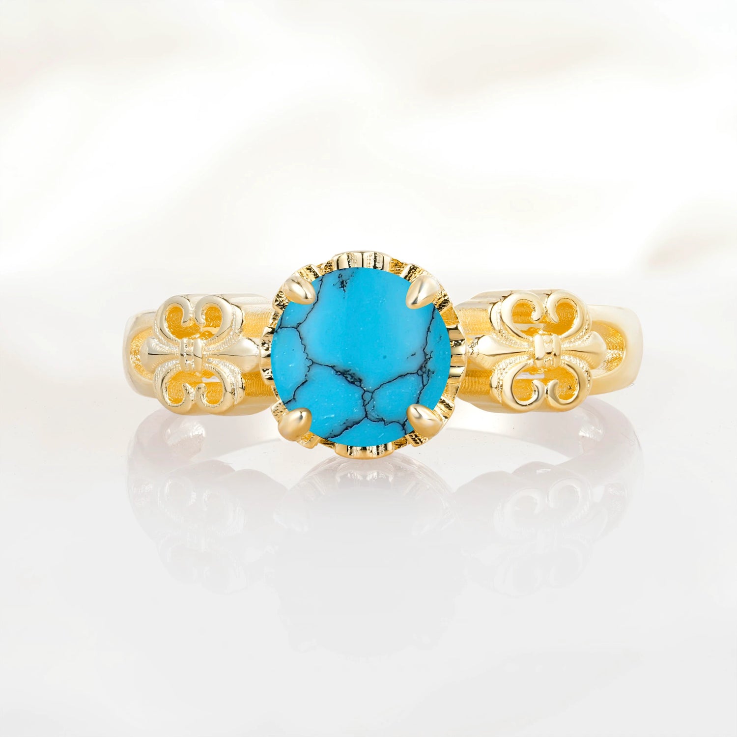 Vintage Round-Cut Turquoise Engagement Ring