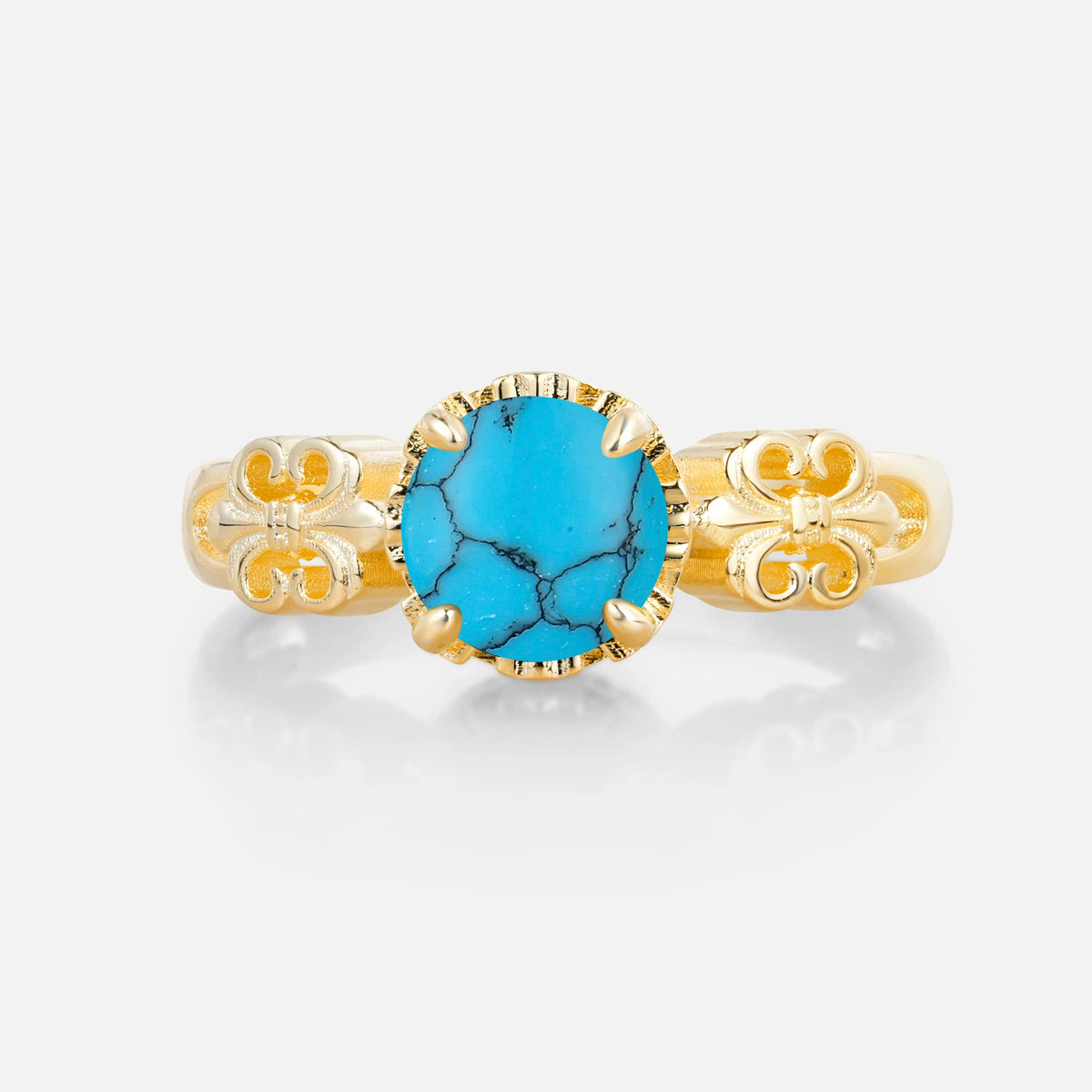 Vintage Round-Cut Turquoise Engagement Ring