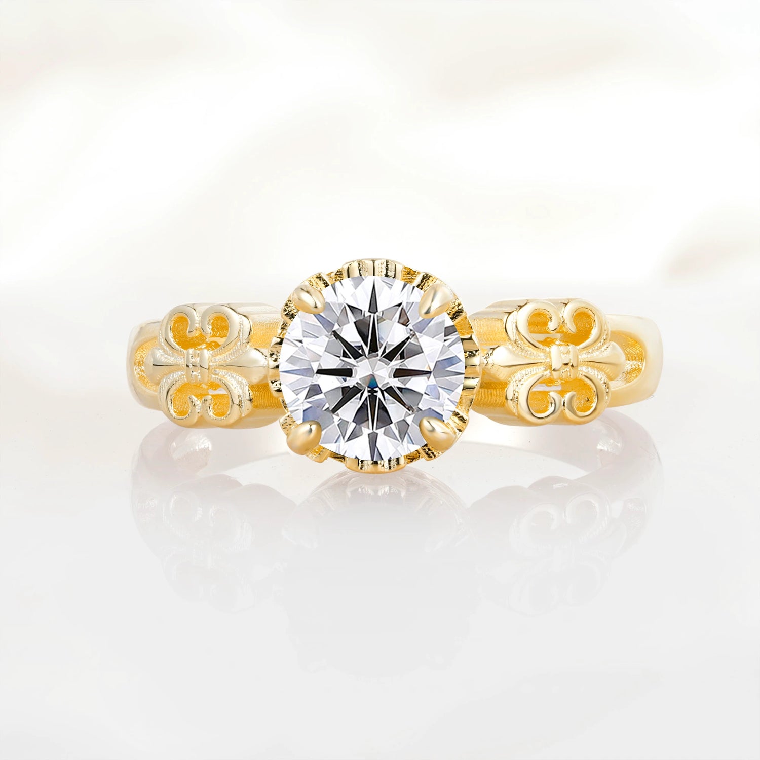 Vintage Round-Cut Lab Diamond Engagement Ring