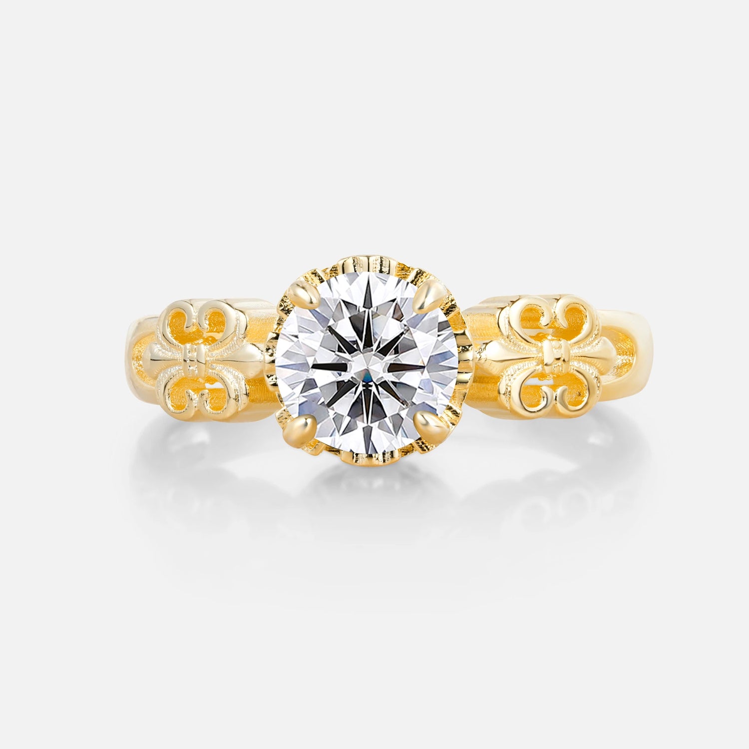 Vintage Round-Cut Lab-Grown Diamond Engagement Ring