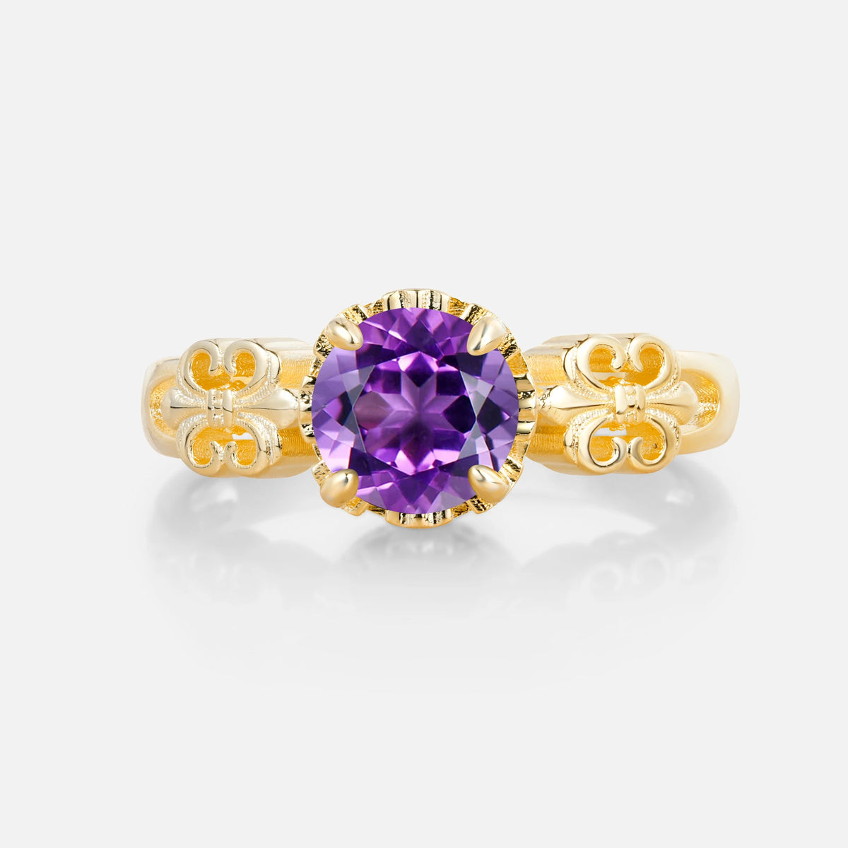 Vintage Round-Cut Amethyst Engagement Ring