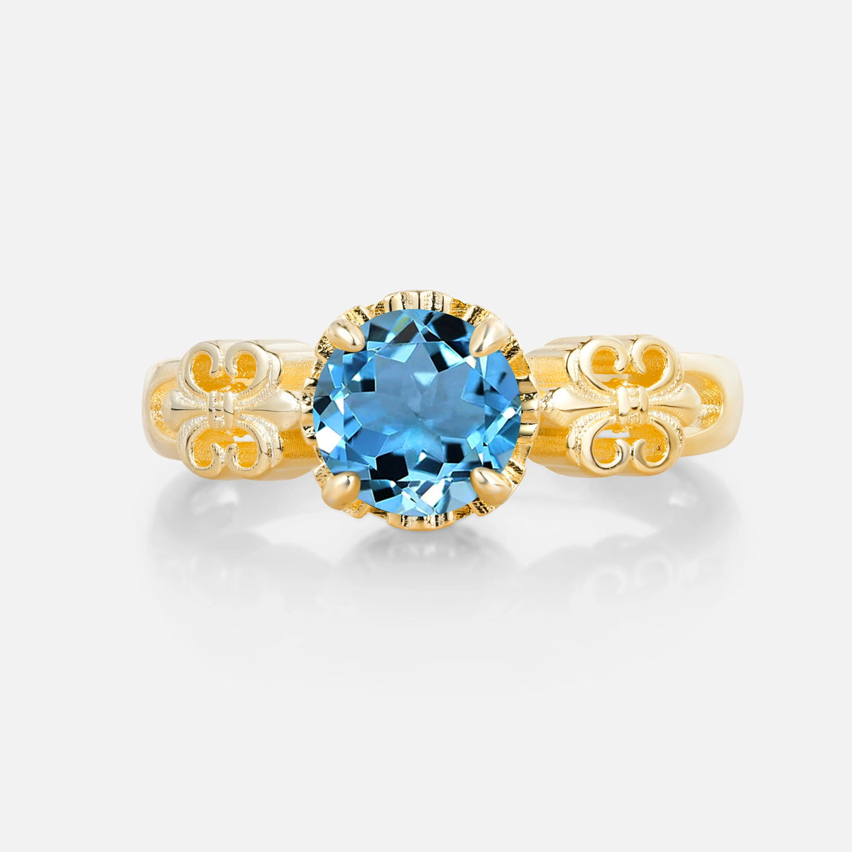 Vintage Round-Cut Aquamarine Engagement Ring