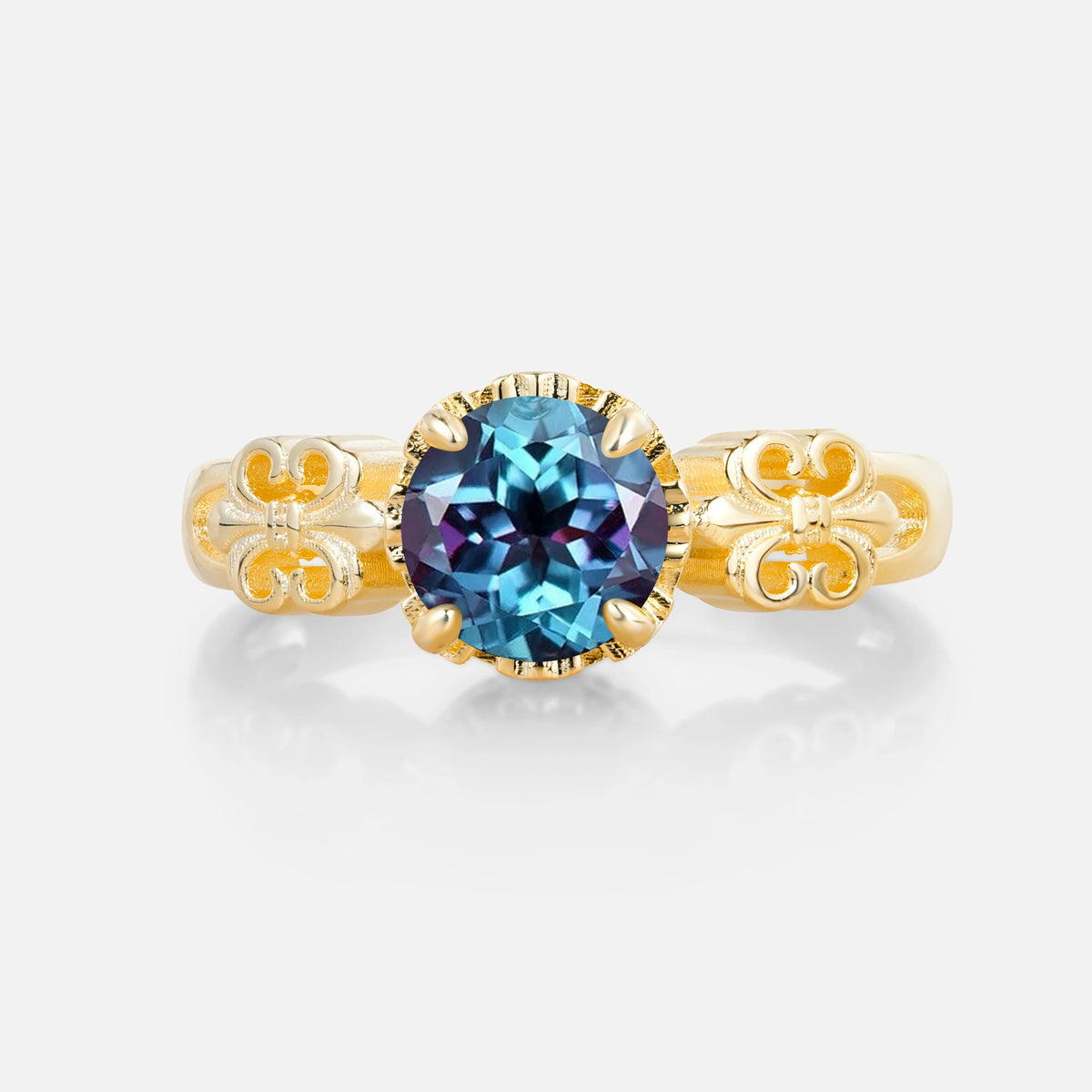 Vintage Round-Cut Alexandrite Engagement Ring