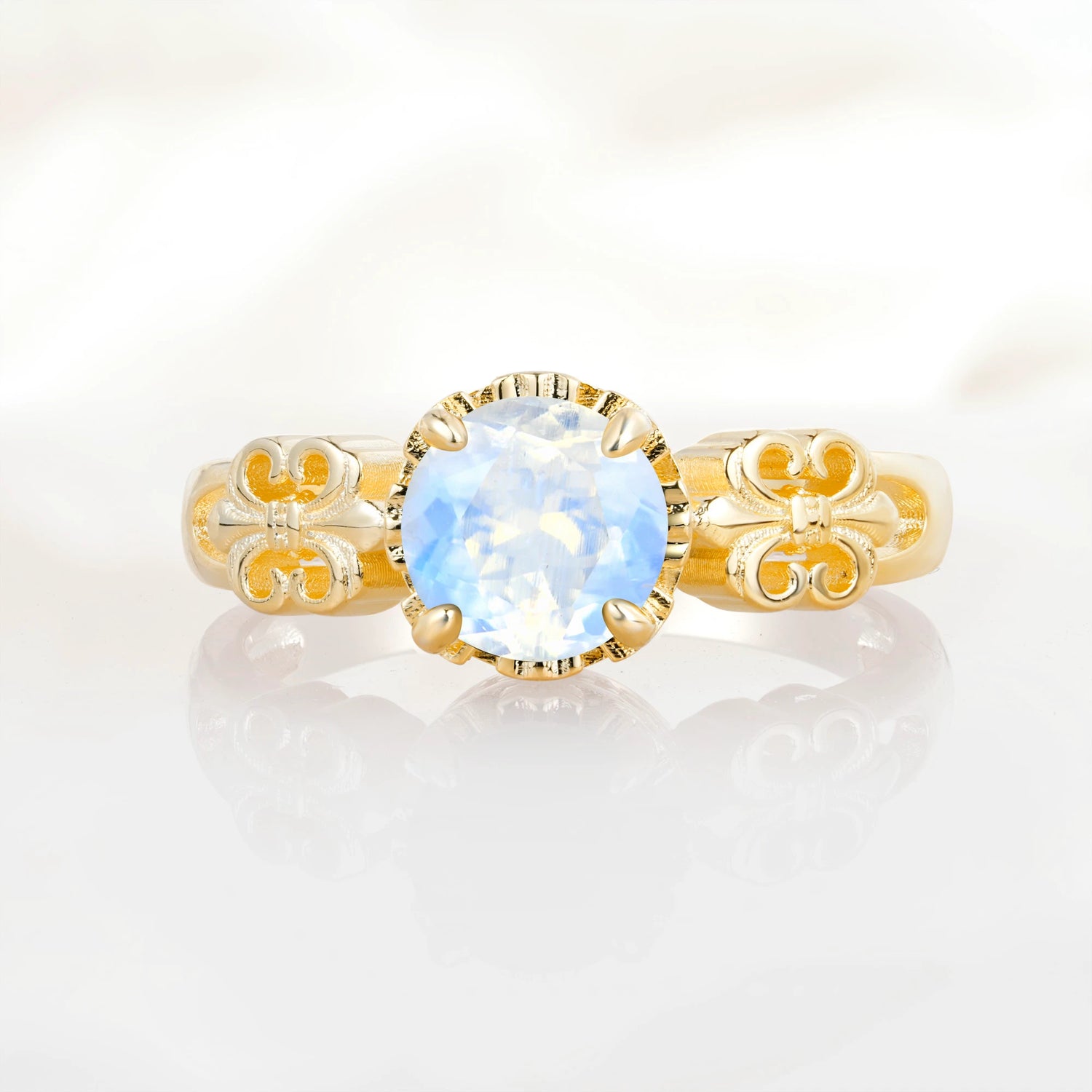 Vintage Round-Cut Moonstone Engagement Ring