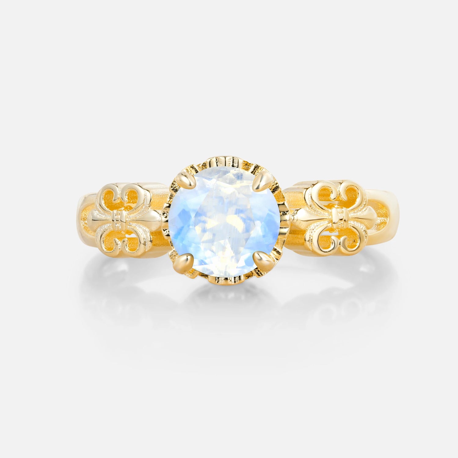 Vintage Round-Cut Moonstone Engagement Ring